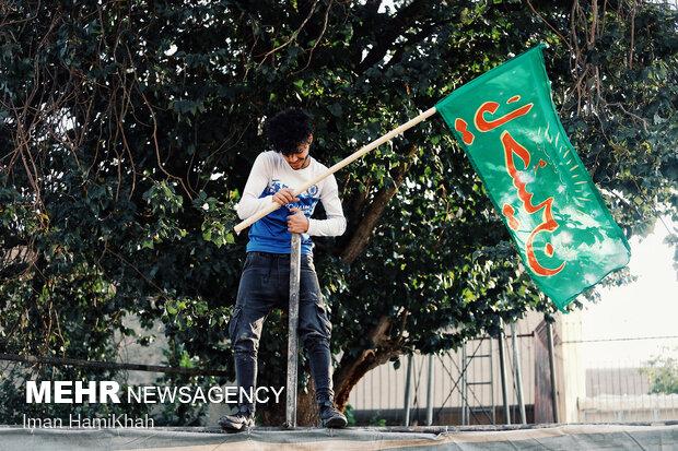 برافراشته شدن علم عزای امام حسین(ع) در هیات جوادالائمه بجنورد