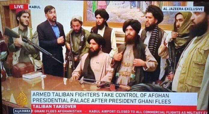 مصاحبه نیروهای طالبان با الجزیره از ارگ ریاست جمهوری؛ به همراه تصاویر