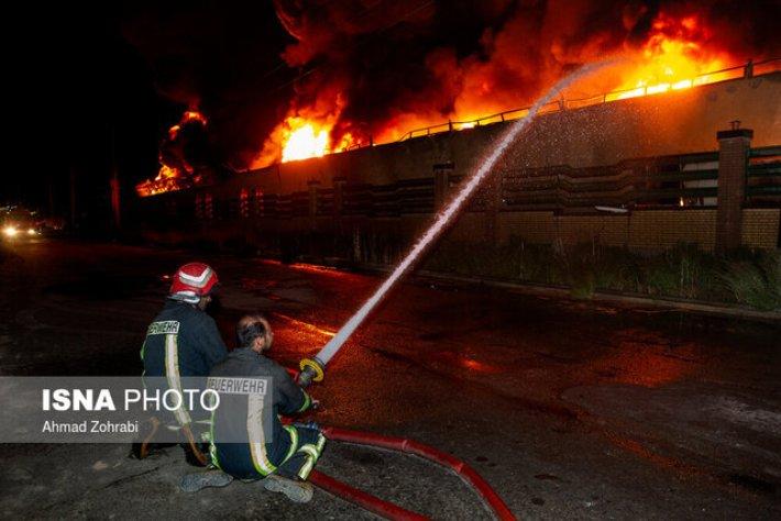 آتش سوزی کارخانه ماسک در خیرآباد ورامین