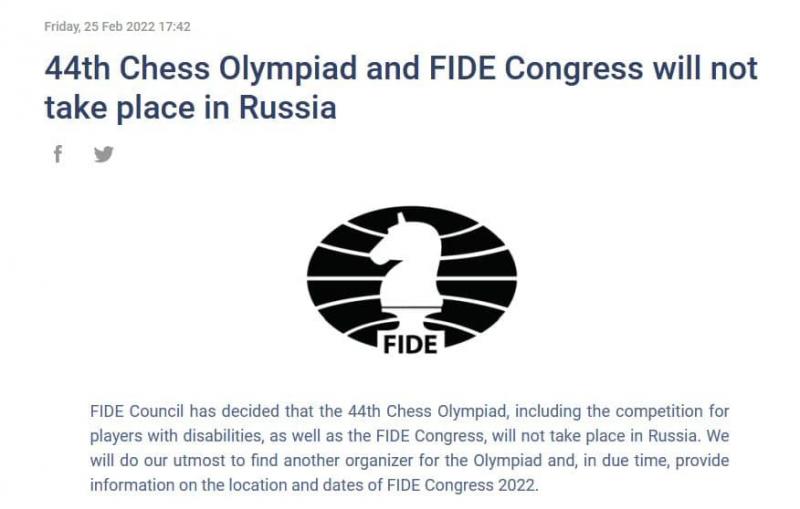 روسیه از میزبانی المپیاد شطرنج محروم شد 