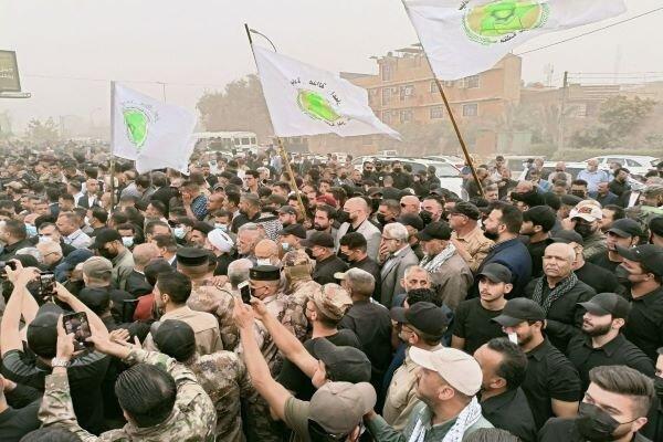 حضور گسترده مردم عراق در مراسم تشییع پیکر مقام سازمان بدر+تصاویر