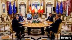 دیدار رهبران اروپایی با زلینسکی در کی‌یف؛ مکرون: «داغ توحش» بر شهر ایرپین دیده می‌شود