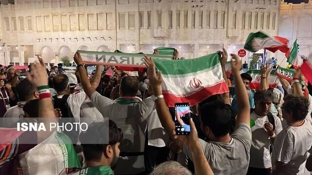 جشن و پایکوبی هواداران ایرانی در مرکز شهر دوحه