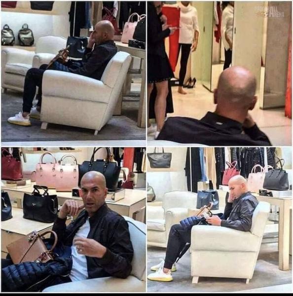 زیدان هم که باشی باید در پاساژ منتظر زنت بمانی! (عکس)