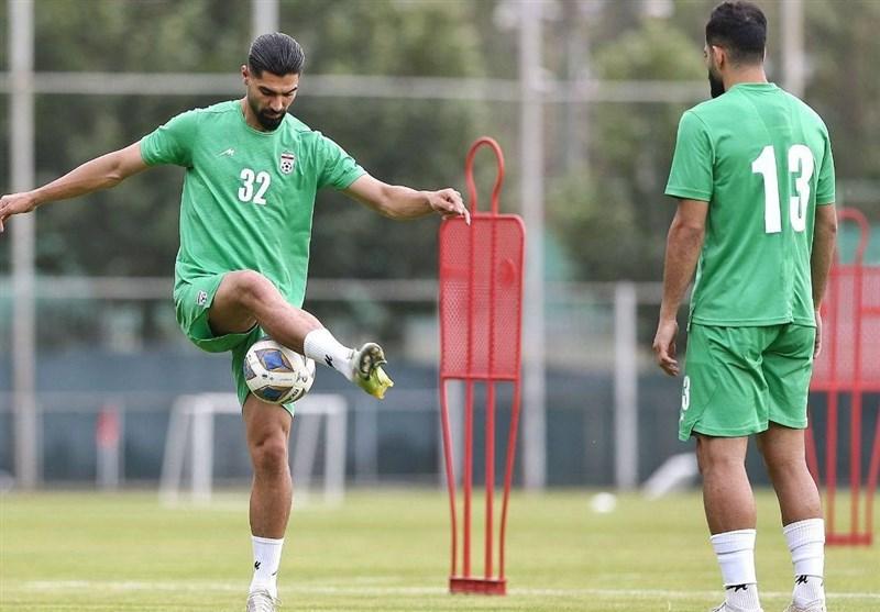 انجام تمرینات تاکتیکی تیم ملی فوتبال ایران در زمین چمن