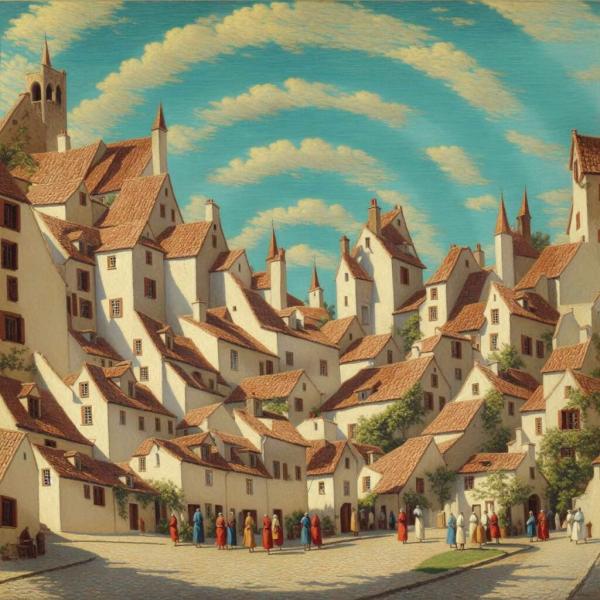 شهر مارپیچی اولین نقاشی معروف شدهِ هوش مصنوعی