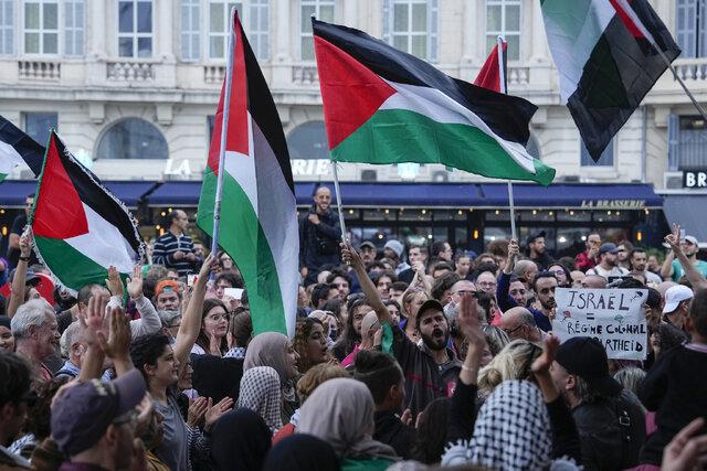 حمله پلیس فرانسه به تجمع حامیان فلسطین در لیون