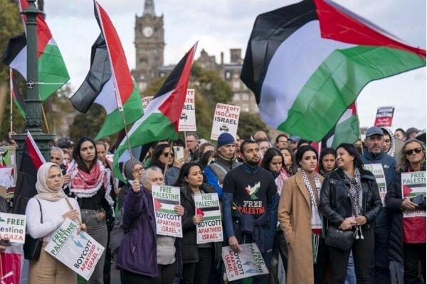 تجمع ده‌ها هزار نفری حامیان غزه در خیابان‌های لندن