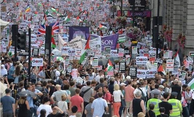 تظاهرات گسترده مردم در لندن علیه رژیم صهیونیستی
