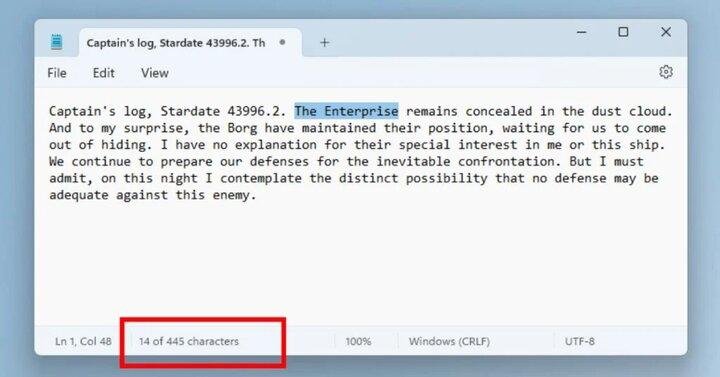 «شمارش کاراکتر» به نوت پد ویندوز اضافه شد