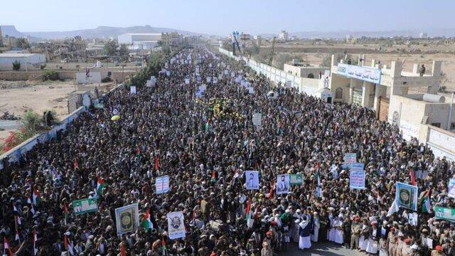تظاهرات گسترده یمنی‌ها در حمایت از غزه