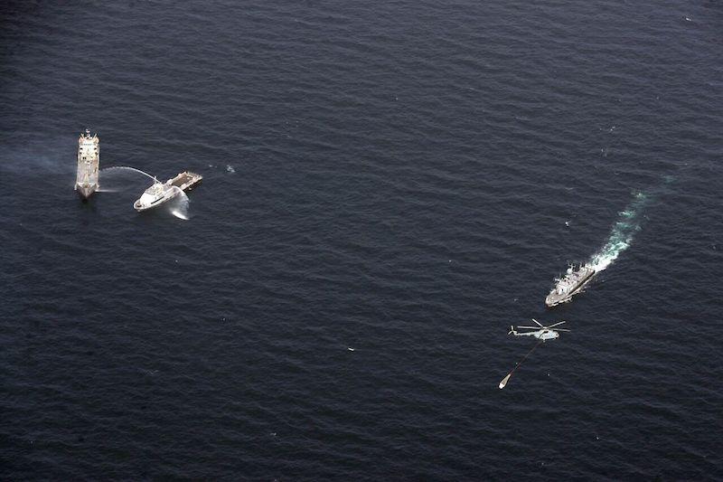 عملیات اطفای حریق توسط شناورهای ایران، چین و روسیه